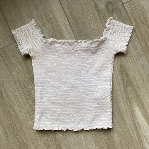 Hollister Scrunched Off The Shoulder White Shirt